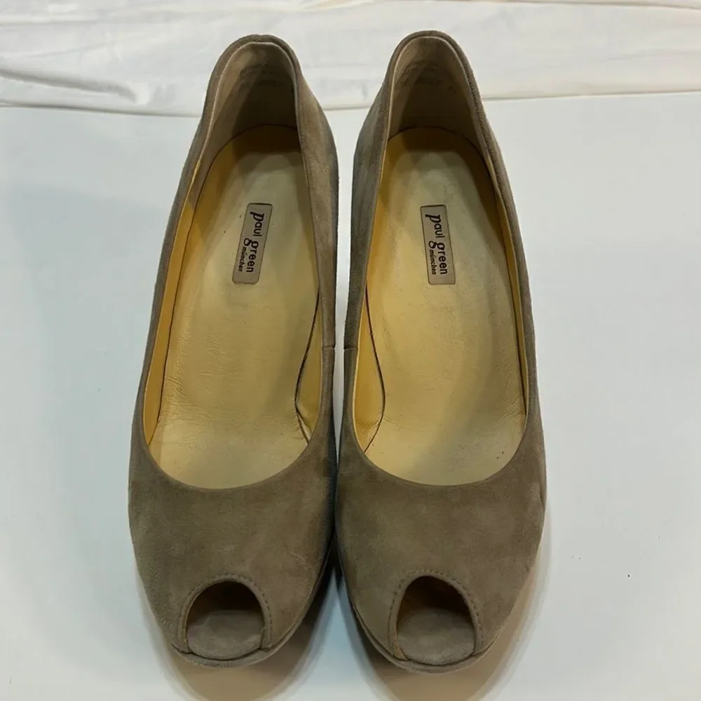 Paul green munchen handmade peep toe heels women size 5.5